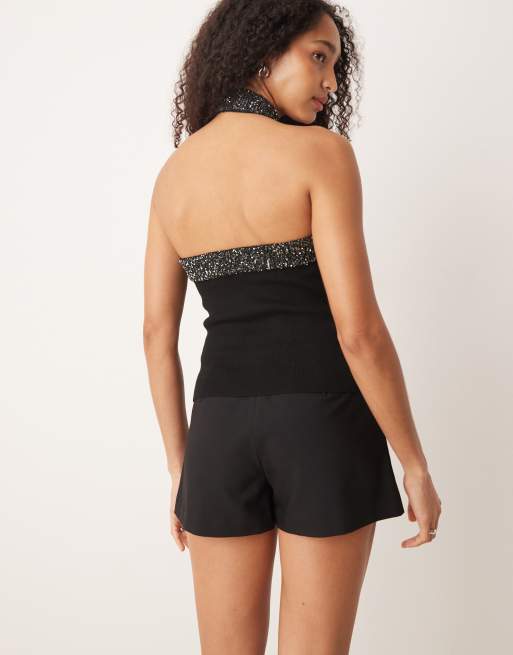 ASOS DESIGN – Elegante Mikro-Shorts in Schwarz mit Smoking-Bund, 4 von 4