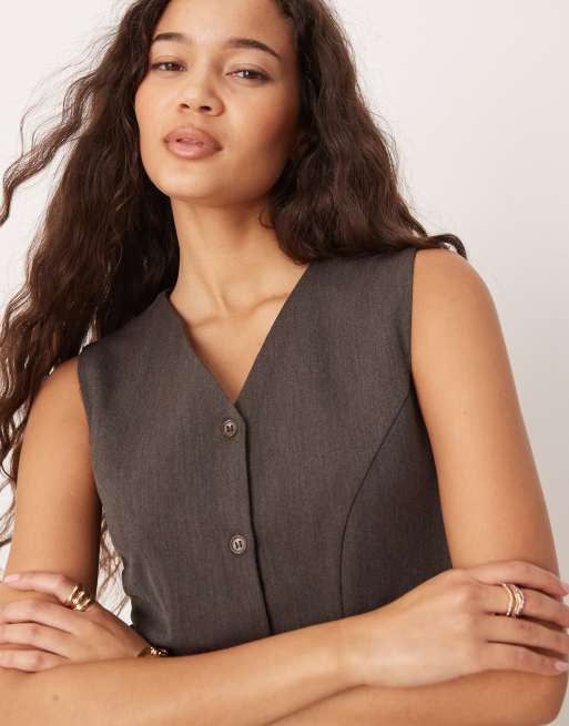 ASOS DESIGN - Elegante mini-jurk met verlaagde taille in chocoladebruin, 2 van 4