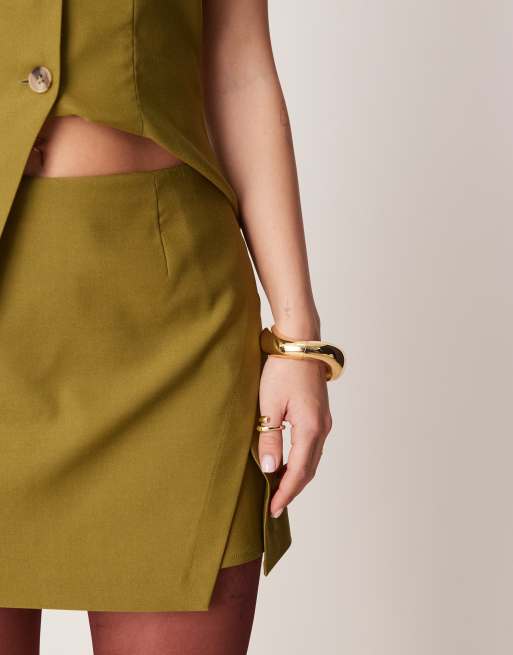 ASOS DESIGN - Elegante miniskort met overslag in olijfgroen, 5 van 5