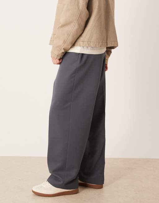 ASOS DESIGN - Elegante mørkegrå joggingbukser med brede ben, 3 af 5