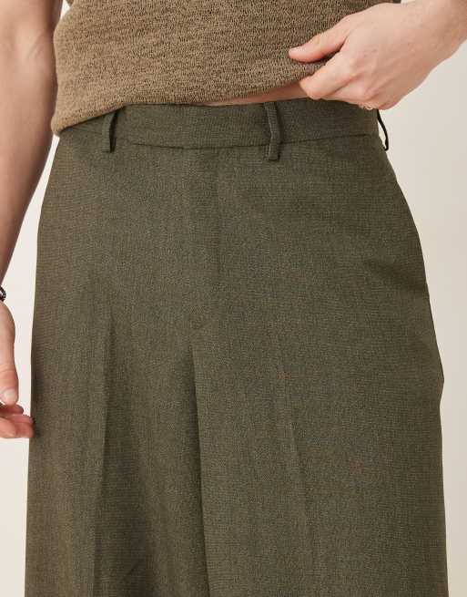 ASOS DESIGN - Elegante mørkegrønne bukser med ekstremt brede ben og nistret tekstur, 3 af 5