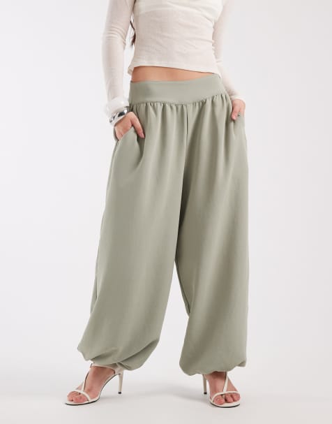 ASOS DESIGN - Elegante nette broek met boorden en ballonpijpen in saliegroen, deel van co-ord set - view 1