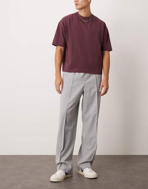ASOS DESIGN - Elegante og grå bukser med brede ben og nålestriber - view 1