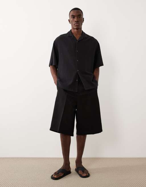 ASOS DESIGN - Elegante og oversized sorte bermudashorts med plisseringer