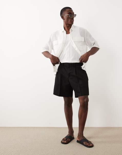 ASOS DESIGN - Elegante og plisserede sorte shorts med brede ben - view 1