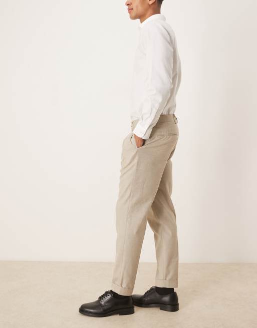 ASOS DESIGN - Elegante og tapered chinos med neutralt tern og plisseringer fortil, 3 af 5