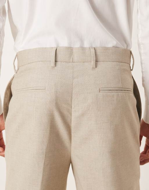 ASOS DESIGN - Elegante og tapered chinos med neutralt tern og plisseringer fortil, 5 af 5