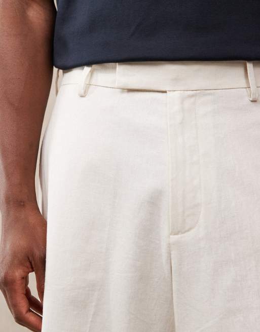 ASOS DESIGN – Elegante Oversize-Bermuda-Shorts aus Leinenmix in Ecru, 5 von 5