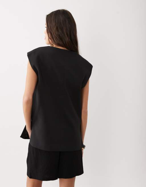 ASOS DESIGN - Elegante oversized boxy top in zwart, 4 van 4