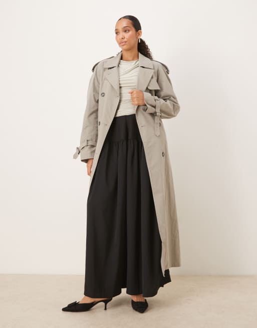 ASOS DESIGN - Elegante oversized broek met contrasterende bouclé tailleband in zwart, 3 van 4