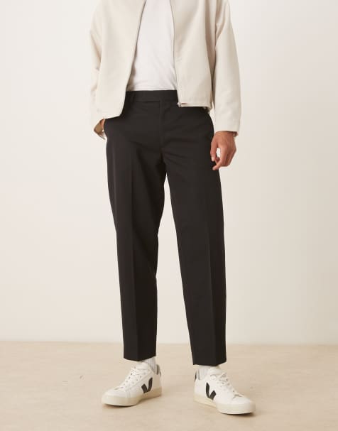 ASOS DESIGN - Elegante, oversized bukser i sort i tapered pasform - view 1
