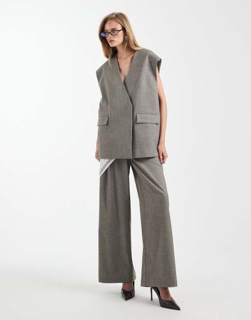 ASOS DESIGN - Elegante oversized mouwloze blazer in bruin, deel van co-ord set, 2 van 4