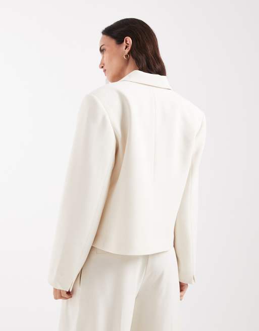 ASOS DESIGN - Elegante oversized rechte blazer in crème, 4 van 4