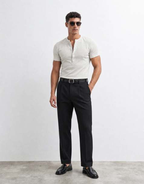ASOS DESIGN - Elegante oversized toelopende comfortabele geribbelde broek in zwart - view 1