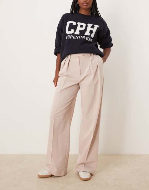 ASOS DESIGN - Elegante pantalon met wijde pijpen en plooien in abrikoos - view 1