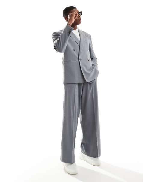 ASOS DESIGN - Elegante, plisserede og grå habitbukser med løse ben - view 1