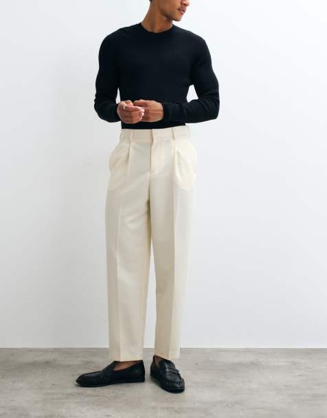 ASOS DESIGN elegante, plissierte, locker geschnittene, schmal zulaufende Hose in Buttergelb - view 1