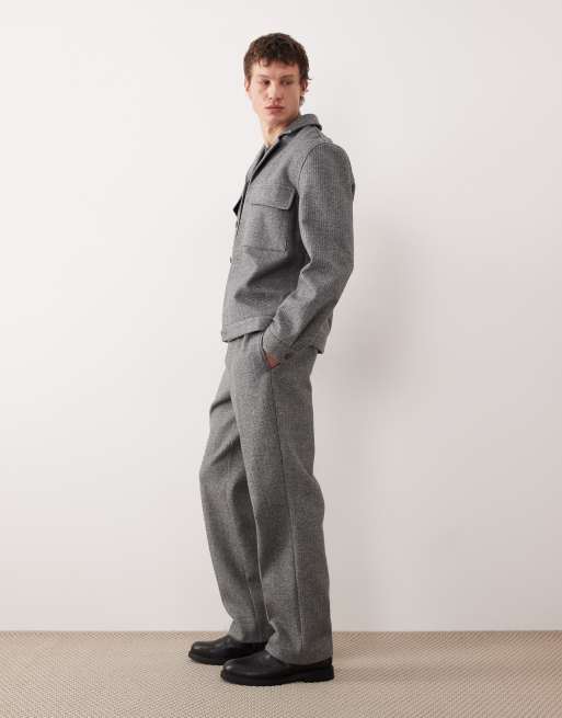 ASOS DESIGN - Nette Harrington co-ord set van geborstelde keperstof in antracietgrijs, 2 van 3