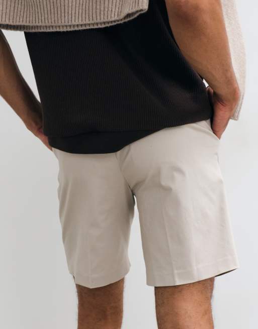 ASOS DESIGN – Elegante Regular-Fit-Chino-Shorts in Stein mit hohem Baumwollanteil, 2 von 5