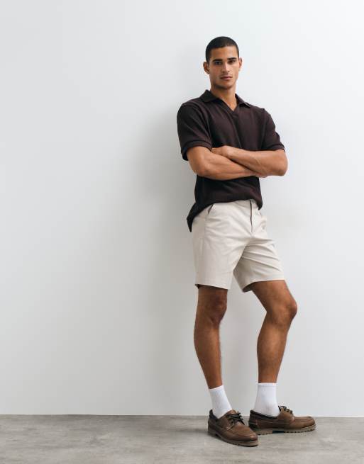 ASOS DESIGN – Elegante Regular-Fit-Chino-Shorts in Stein mit hohem Baumwollanteil, 3 von 5