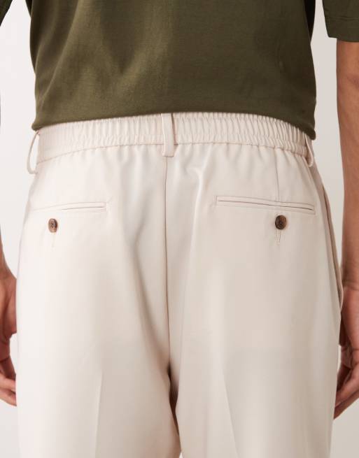 ASOS DESIGN - Elegante regular-fit short van comfortabele keperstof met stretch in ecru, 5 van 5