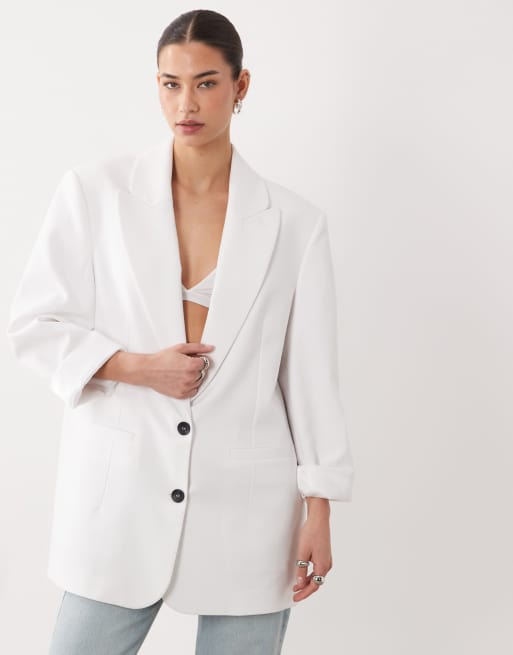ASOS DESIGN - Elegante ruimvallende blazer in wit, 2 van 4