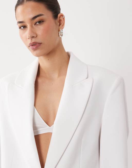 ASOS DESIGN - Elegante ruimvallende blazer in wit, 3 van 4