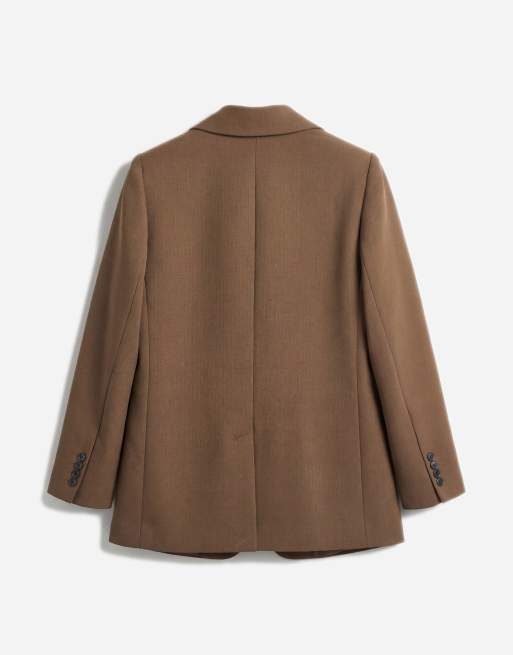 ASOS DESIGN - Elegante ruimvallende blazer met lange pasvorm in lichtbruin, 6 van 7