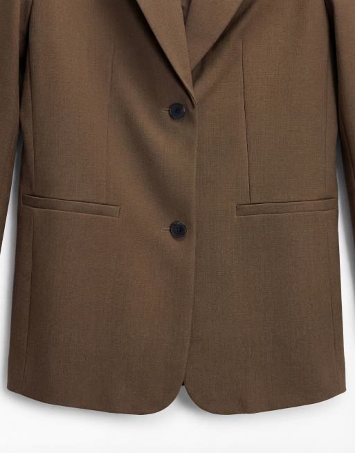 ASOS DESIGN - Elegante ruimvallende blazer met lange pasvorm in lichtbruin, 7 van 7