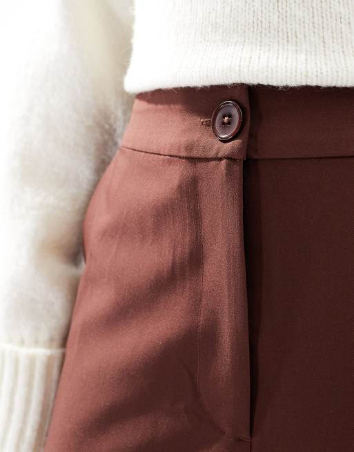 ASOS DESIGN - Elegante ruimvallende broek met rechte pijpen in bruin, 3 van 5