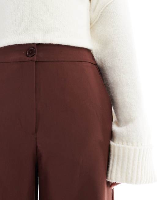 ASOS DESIGN - Elegante ruimvallende broek met rechte pijpen in bruin, 5 van 5