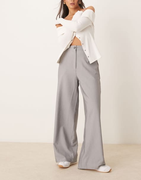 ASOS DESIGN - Elegante ruimvallende broek met rechte pijpen in grijs - view 1
