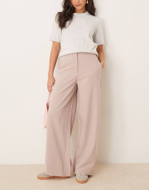 ASOS DESIGN - Elegante ruimvallende broek met rechte pijpen in nertsroze