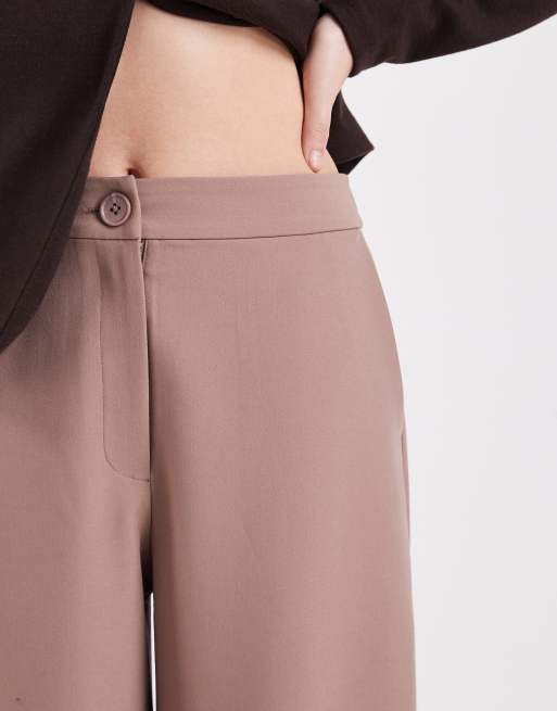 ASOS DESIGN - Elegante ruimvallende broek met rechte pijpen in sesamkleur, 3 van 5
