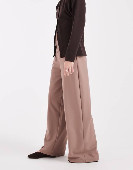 ASOS DESIGN - Elegante ruimvallende broek met rechte pijpen in sesamkleur, 4 van 5