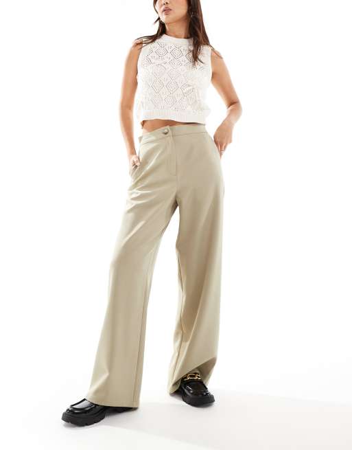 ASOS DESIGN - Elegante ruimvallende broek met rechte pijpen in stone