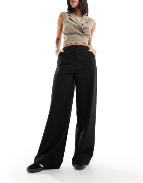ASOS DESIGN - Elegante ruimvallende broek met rechte pijpen in zwart - view 1