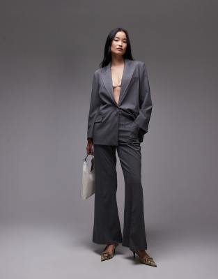 ASOS DESIGN - Elegante Schlaghose in Anthrazit, Kombiteil-Grau