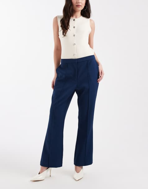ASOS DESIGN – Elegante Schlaghose in Marineblau - view 1
