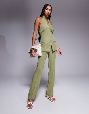 ASOS DESIGN - Elegante Schlaghose in Olivgrün, Kombiteil