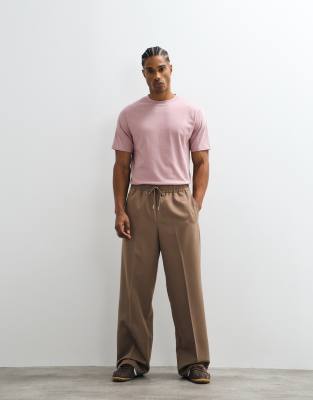 Elegante Schlupfhose in Braun mit weitem Bein Braun S
