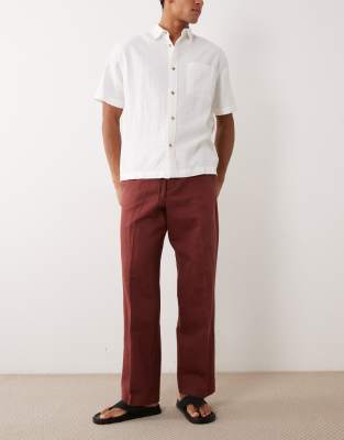 Elegante Schlupfhose in Burgunderrot mit hohem Leinenanteil und weitem Bein Rot XS