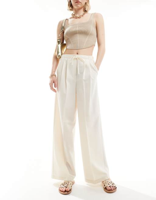 ASOS DESIGN – Elegante Schlupfhose in gebrochenem Weiß