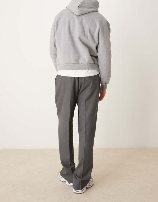 ASOS DESIGN – Elegante Schlupfhose in Grau mit weitem Bein und Bundfalte, 3 von 5