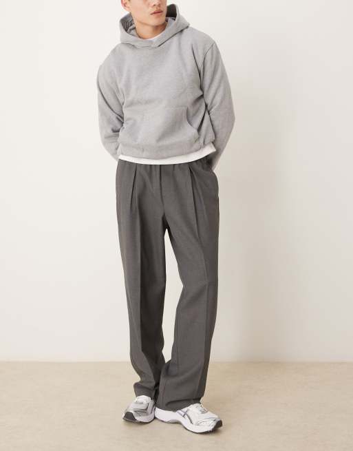 ASOS DESIGN – Elegante Schlupfhose in Grau mit weitem Bein und Bundfalte, 5 von 5