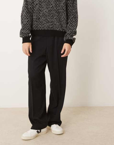 ASOS DESIGN – Elegante Schlupfhose in Schwarz mit weitem Bein - view 1
