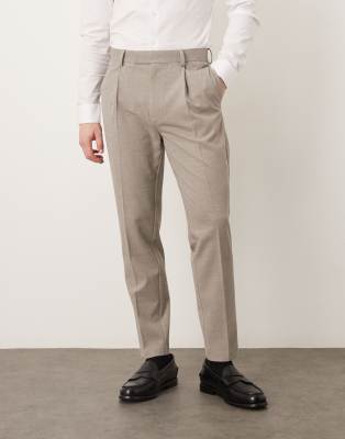 Elegante, schmal zulaufende Hose aus Flanell in meliertem Grau mit Bügelfalten Grau 48 Short