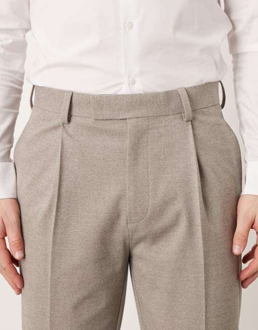 ASOS DESIGN – Elegante, schmal zulaufende Hose aus Flanell in meliertem Grau mit Bügelfalten, 4 von 5