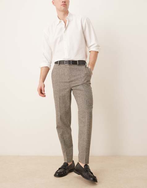 ASOS DESIGN – Elegante, schmal zulaufende Hose aus Wollmix in Anthrazit - view 1