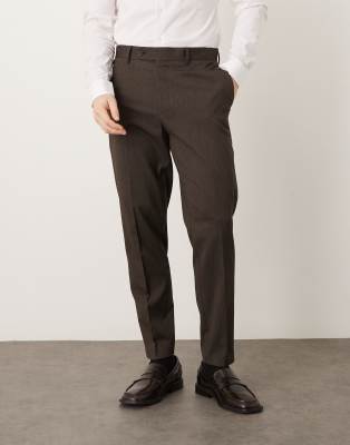Elegante, schmal zulaufende Hose in Braun mit Streifengewebe-Brown Brown 50 Short